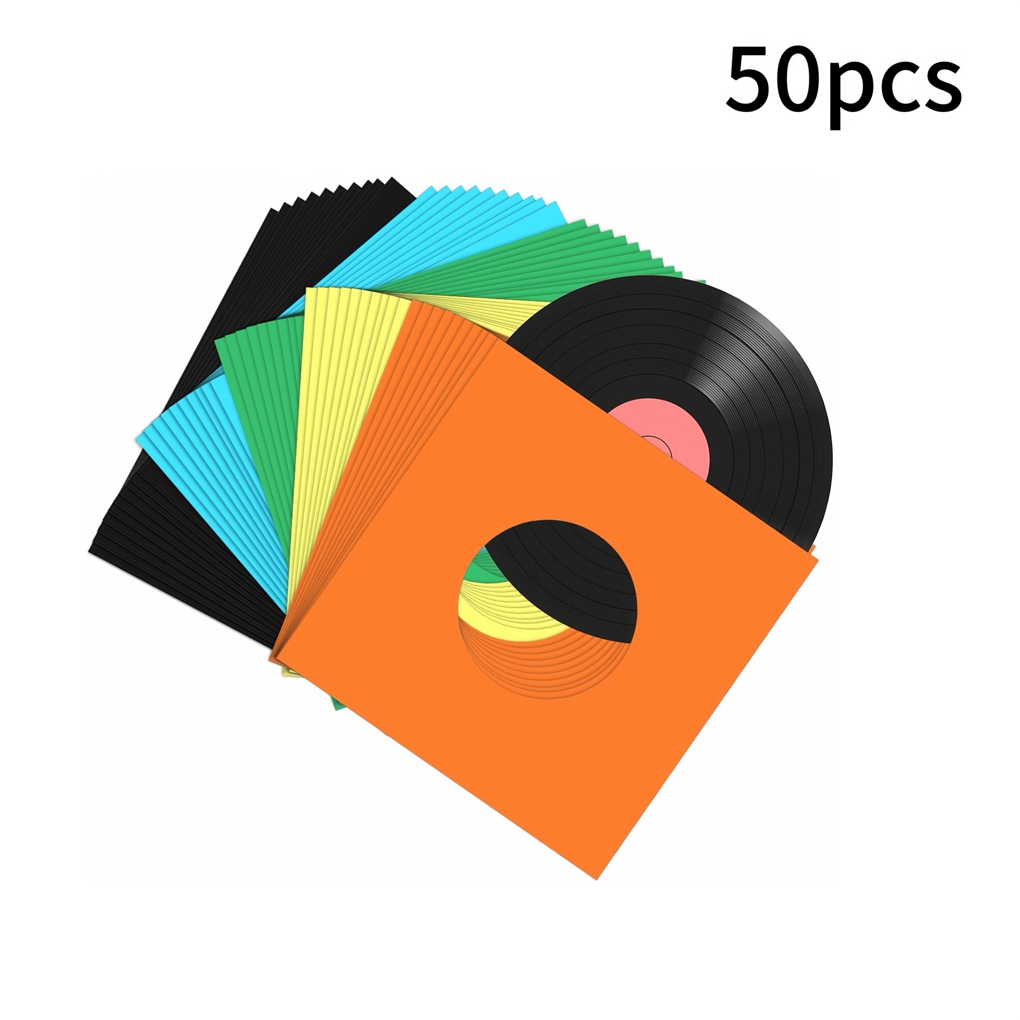 TEMU Lot de 50 pochettes en pour disques 7" 45 tours, couvertures extérieures carrées de protection pour singles, pochettes d'album avec trou de