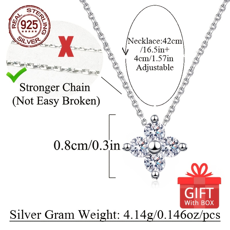 925 Silver 4-Leaf Clover Pendant Necklace
