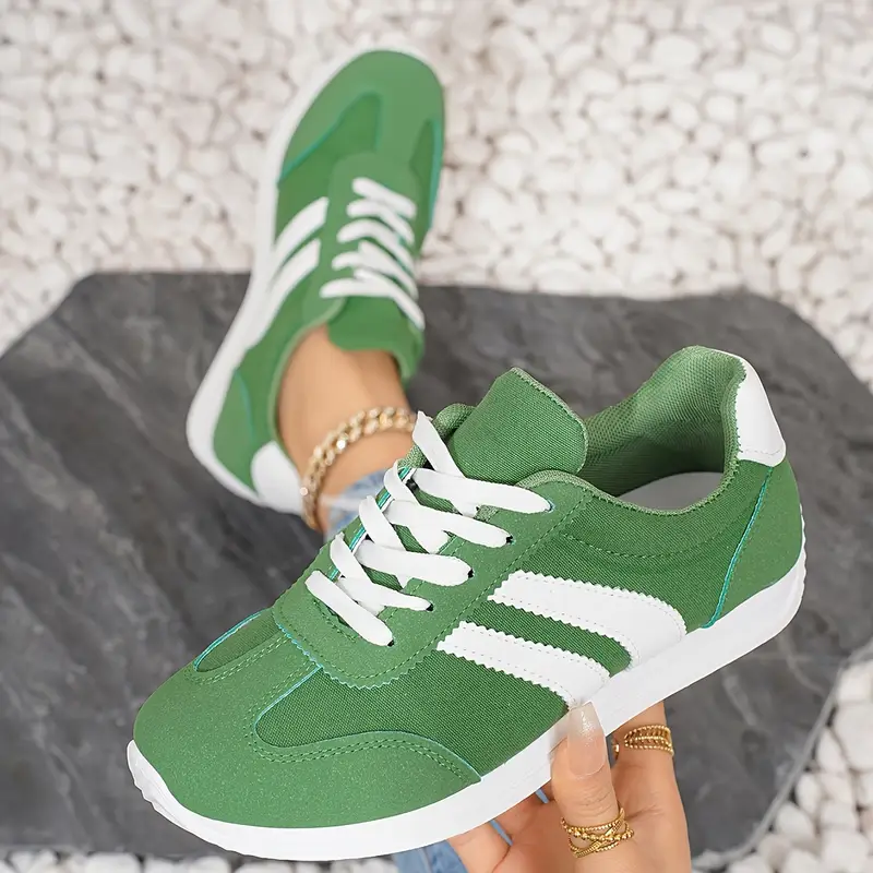 womens breathable green sneakers with casual slip on lace up sports shoes lightweight tpr sole able fabric day footwear casual athletic shoes able footwear Product details 3