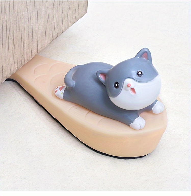 1pc Cartoon Animal PVC Door Stop, Lead-Free Cute Doorstopper for Protection, Anti-Collision Mute Design for Home Office Use - Assorted Characters (White Rabbit, Yellow Duck, Grey Cat, Dark Brown Bear), Suitable for Ages 14+ details 2