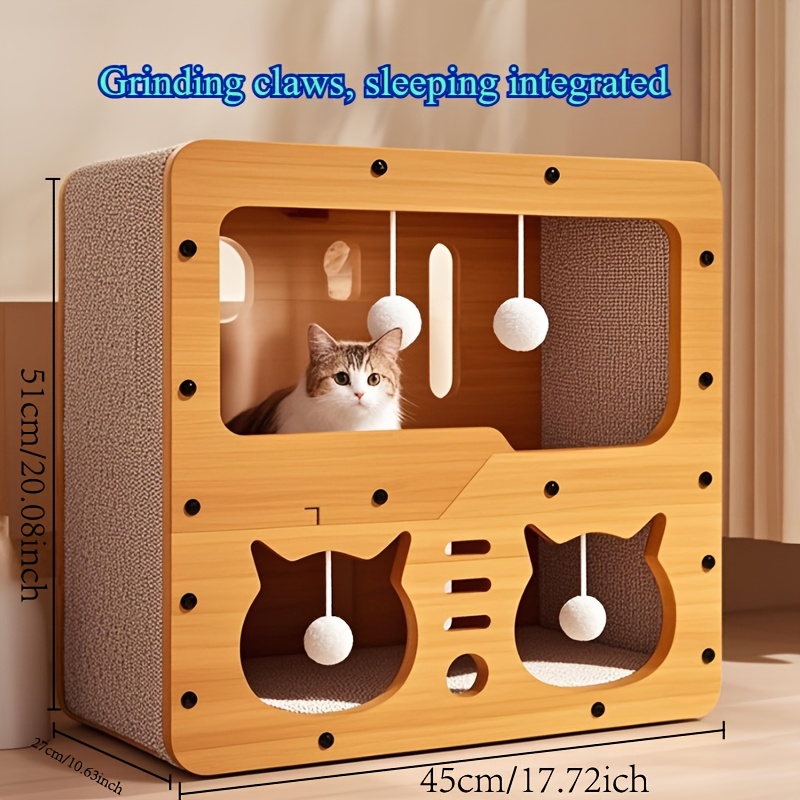 E-shop Vertikaler Kratzbaum sommerliches Kühlnest für Katzen, übergroße Doppelstöckige Katzenvilla, großer langlebiger Kratzbaum, ohne Haaren