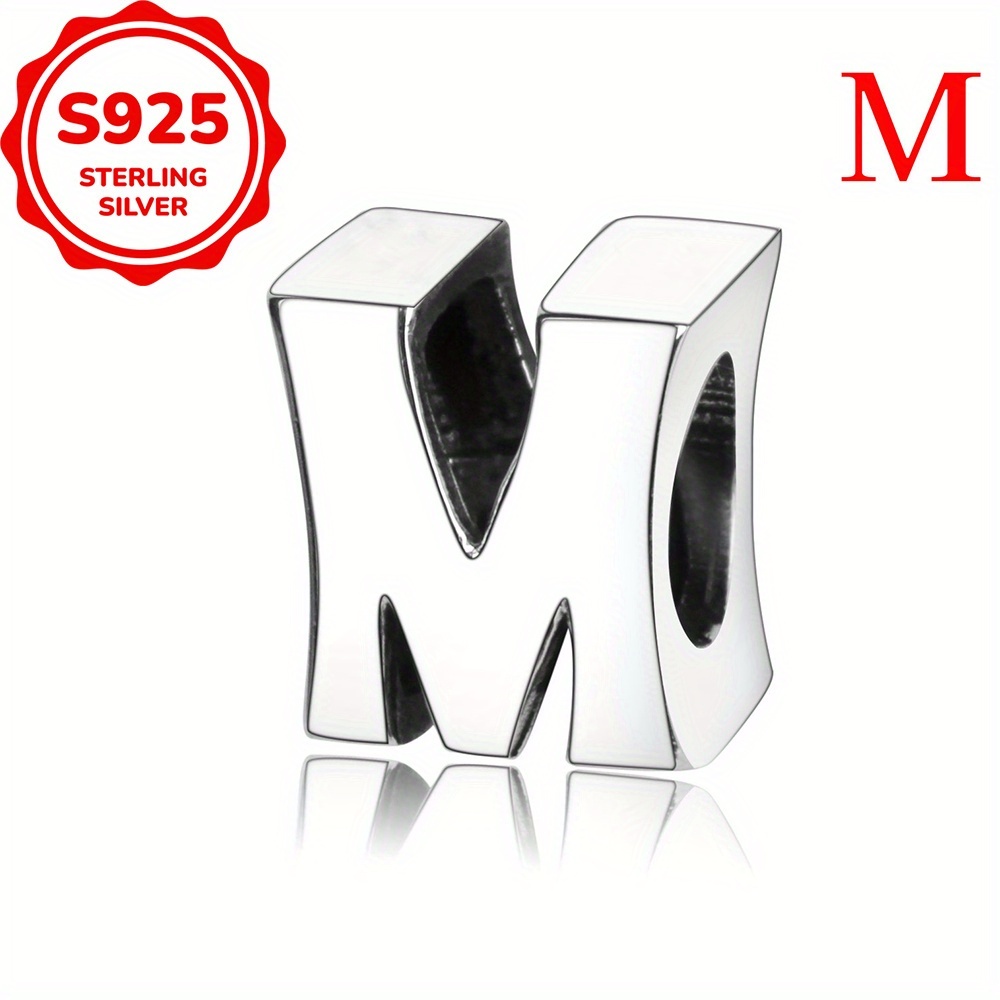 1 Piece Of 925 Sterling Silver Alphabet Letter Charms Beads Suitable For Original Charm Bracelets, Perfect For Jewelry Crafting.