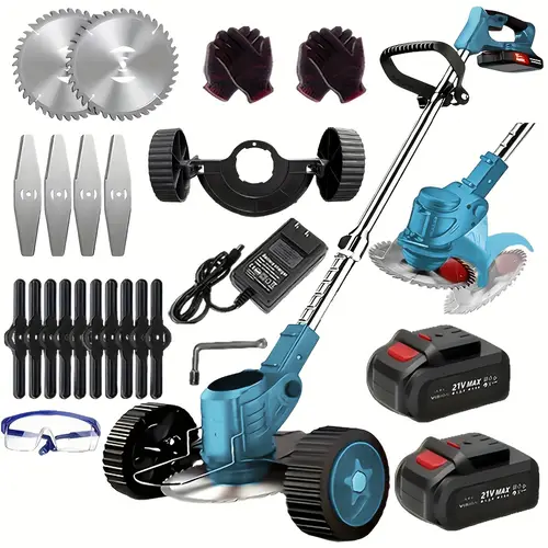 lawn mower electric cordless electric lawn mower yard weeder cordless lawn mower with 3 models of blades and two high capacity lithium ion batteries suitable for lawn yard birthday gift for father husband