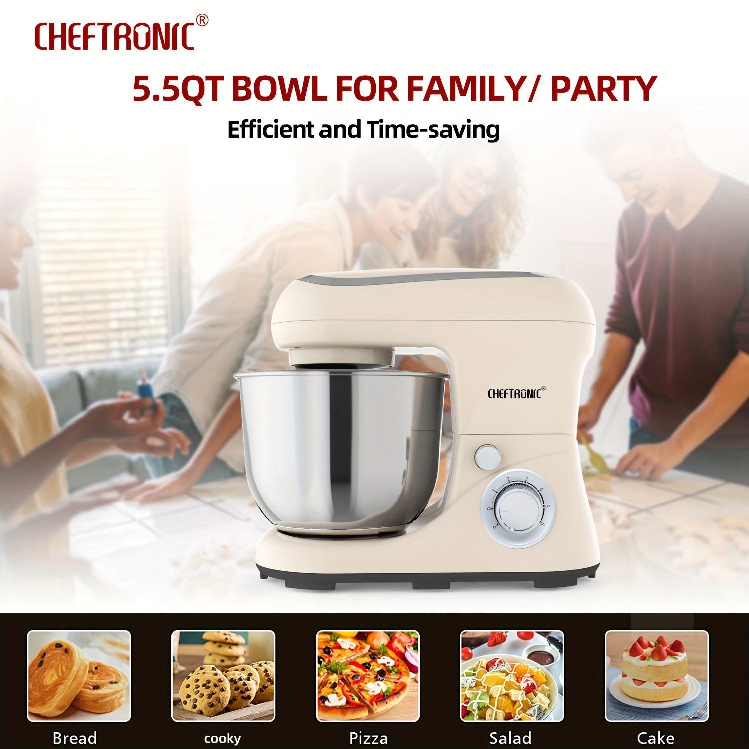 5.5qt stand mixer 6 speed tilt head dough hook 4 - Temu