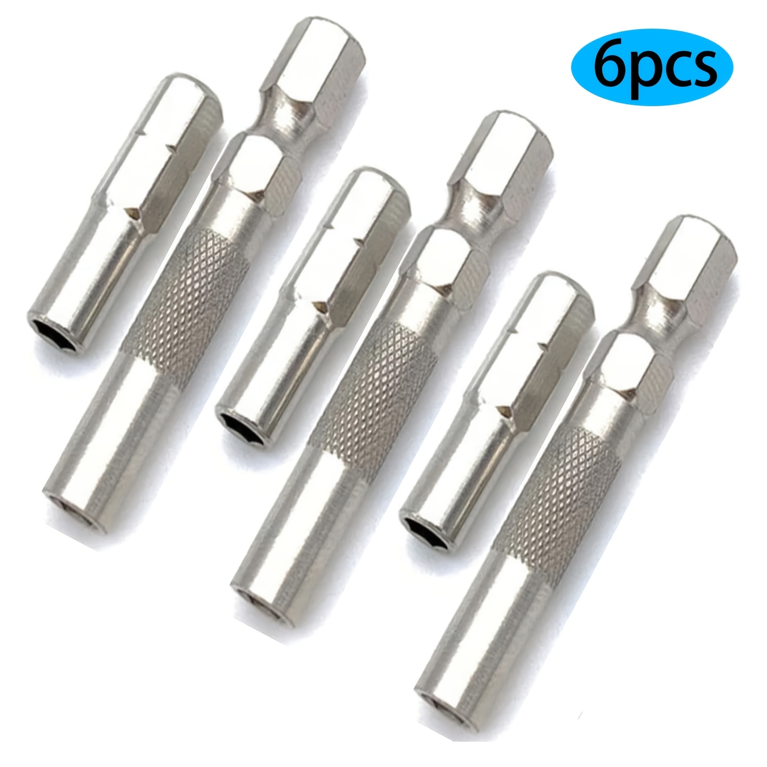 Image of 6pcs Magnetic Bit Adapter Set, 1/4" To 4mm Screw Driver Bit Extension Socket, Bit Drill Shank Converter, Hex Drive, With No Electricity Required For Power Tool Accessory