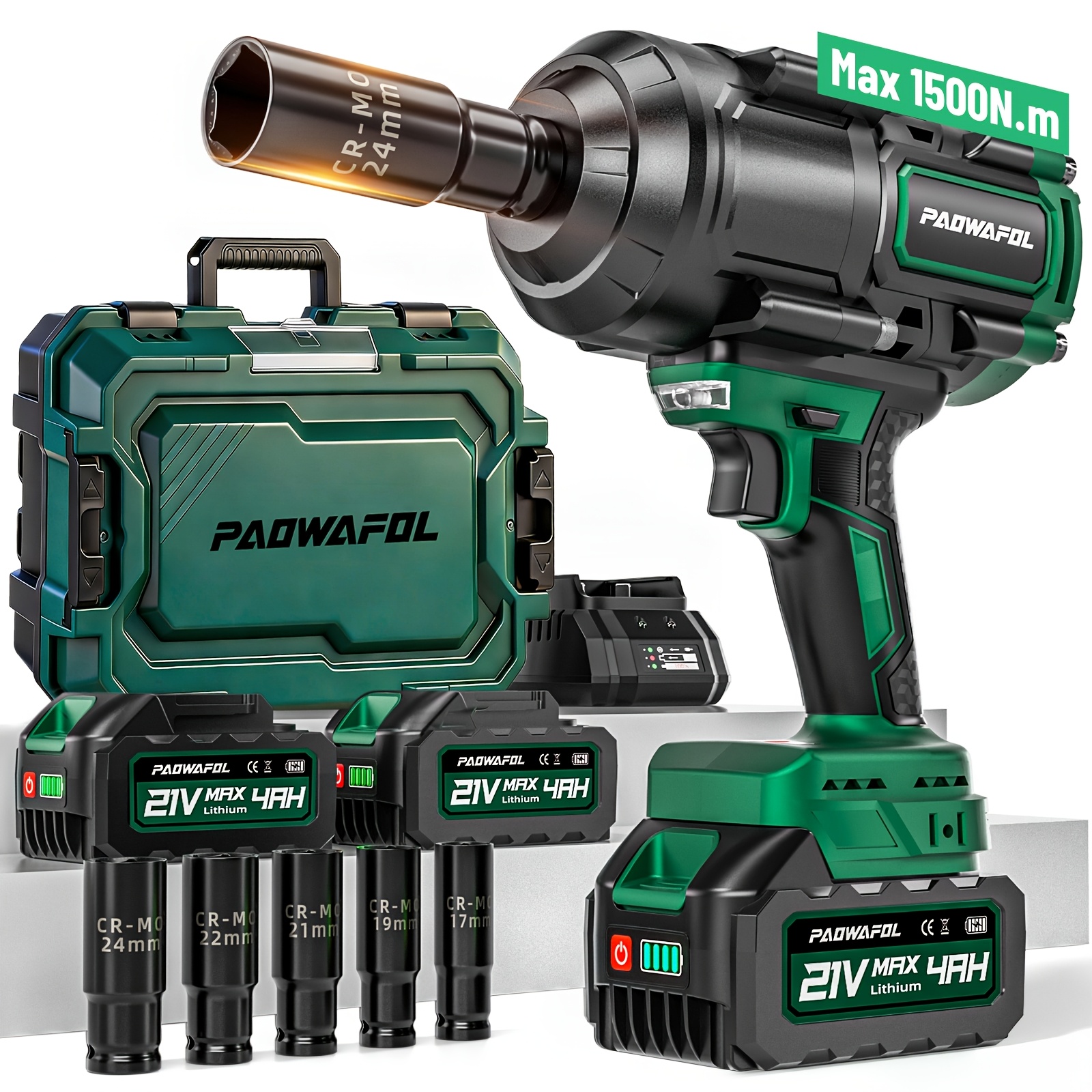 Cordless Impact Wrench | 21V Brushless 1500Nm High Torque (1/2
