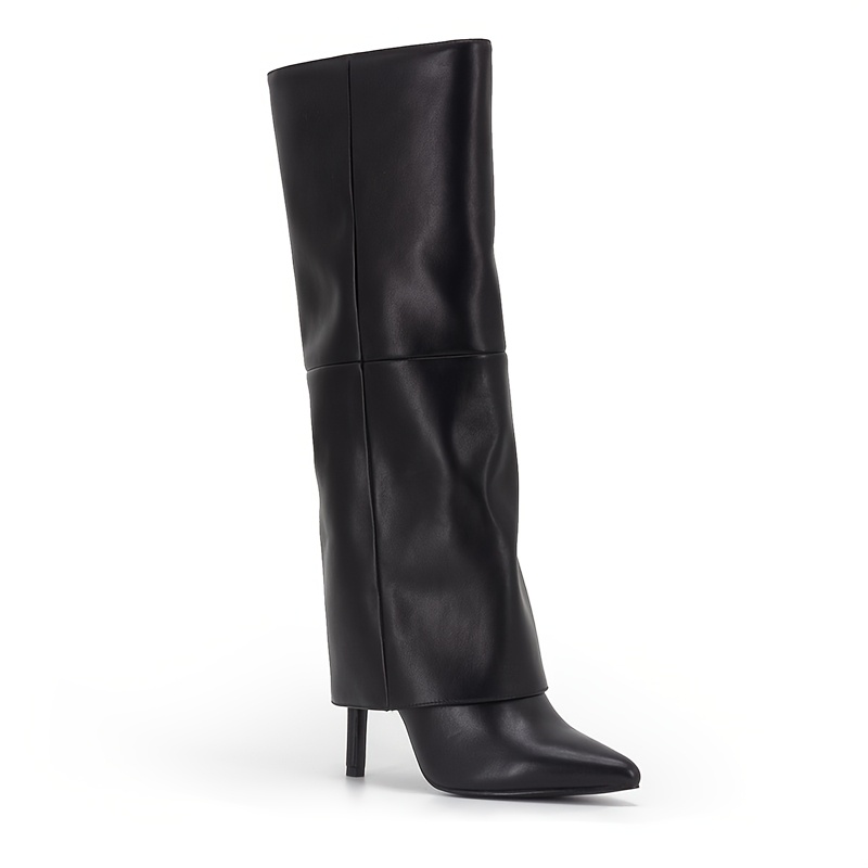 women fold knee high boots stiletto heel long boots - Temu Germany