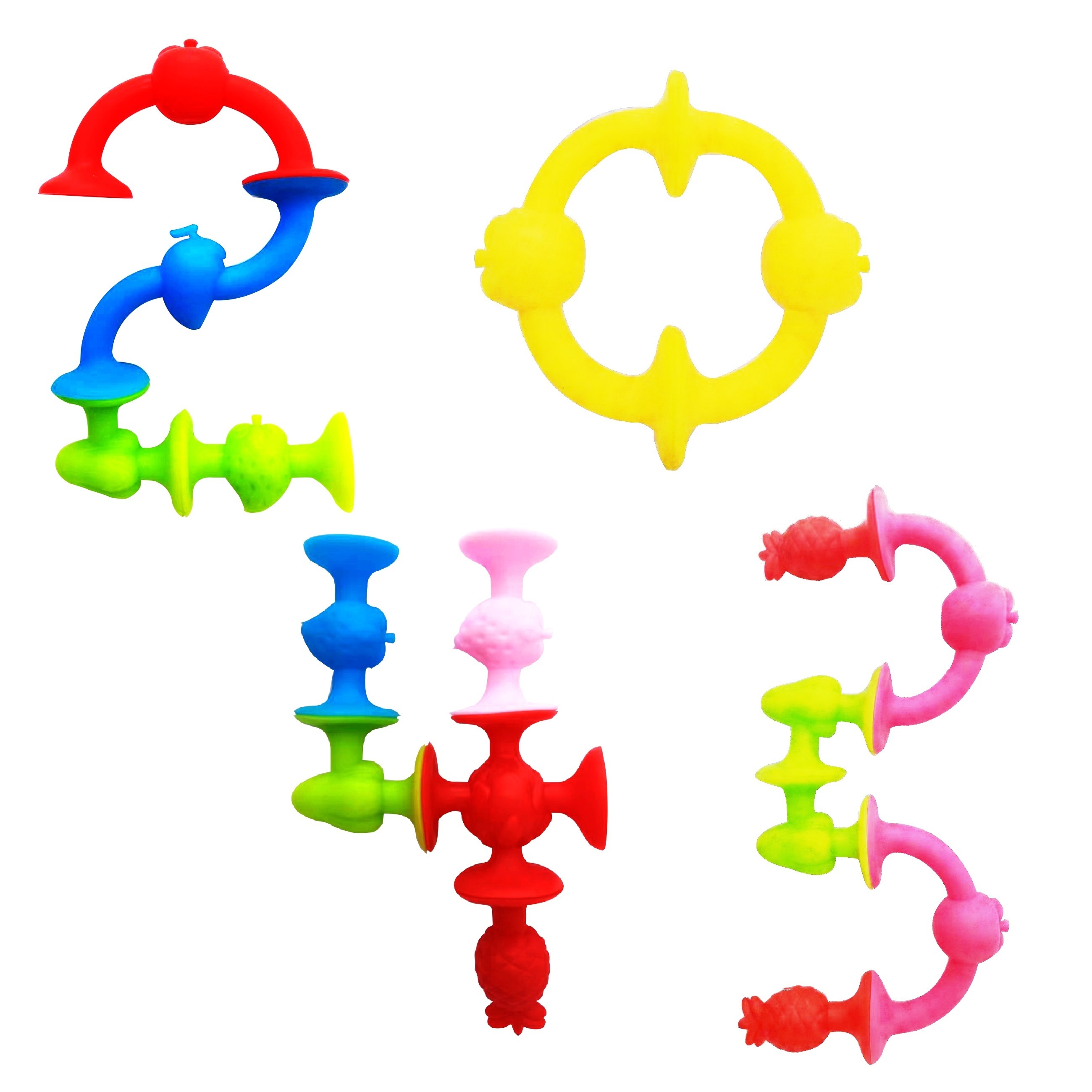 Fruit Suction Cup Fidget Pop Toys Soft Building Blocks Set