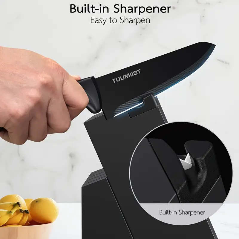 knife block knife set 18 piece kitchen knife set for daily use 10 knives and 6 silicone utensils details 4