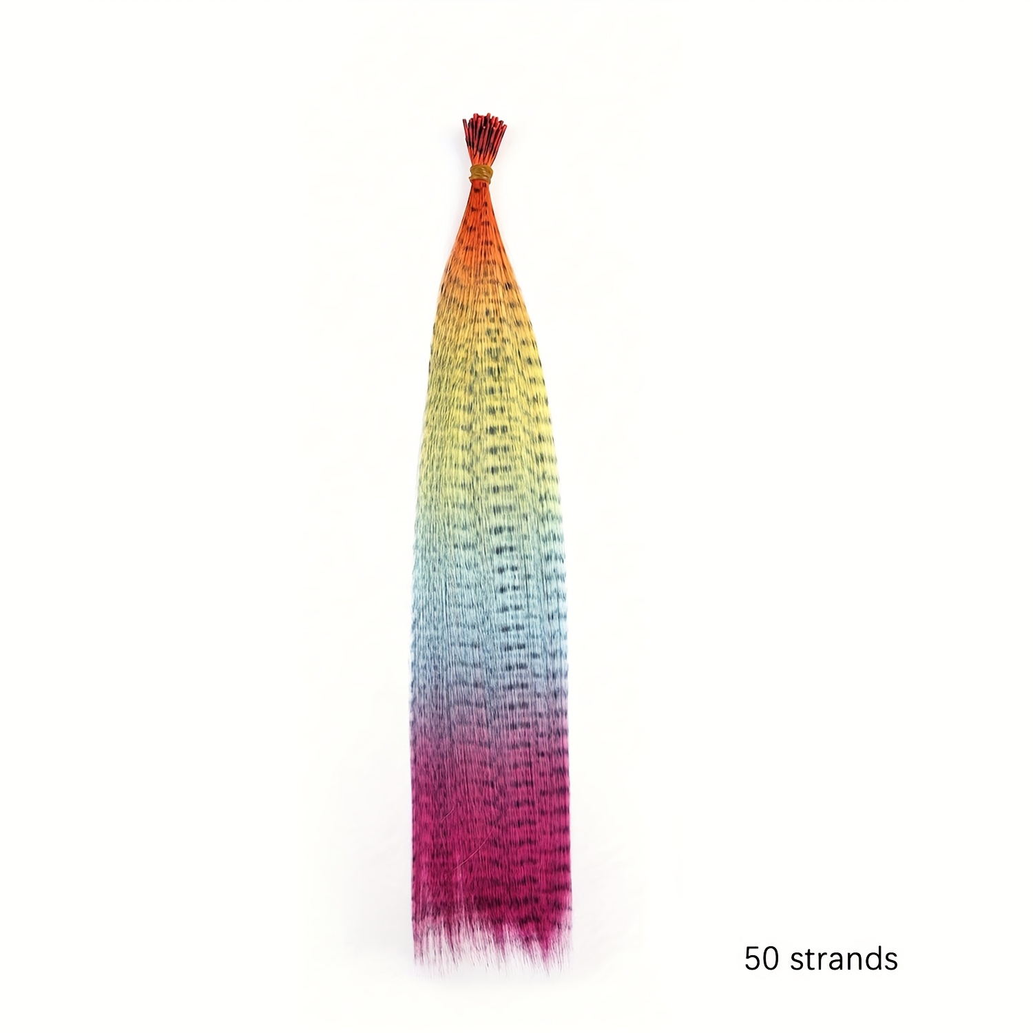 Image of Synthetic Feather Hair Ombre Color Feather Extensions Rainbow Colorful Hair Feather Extension Long Straight Hairpieces For Girls