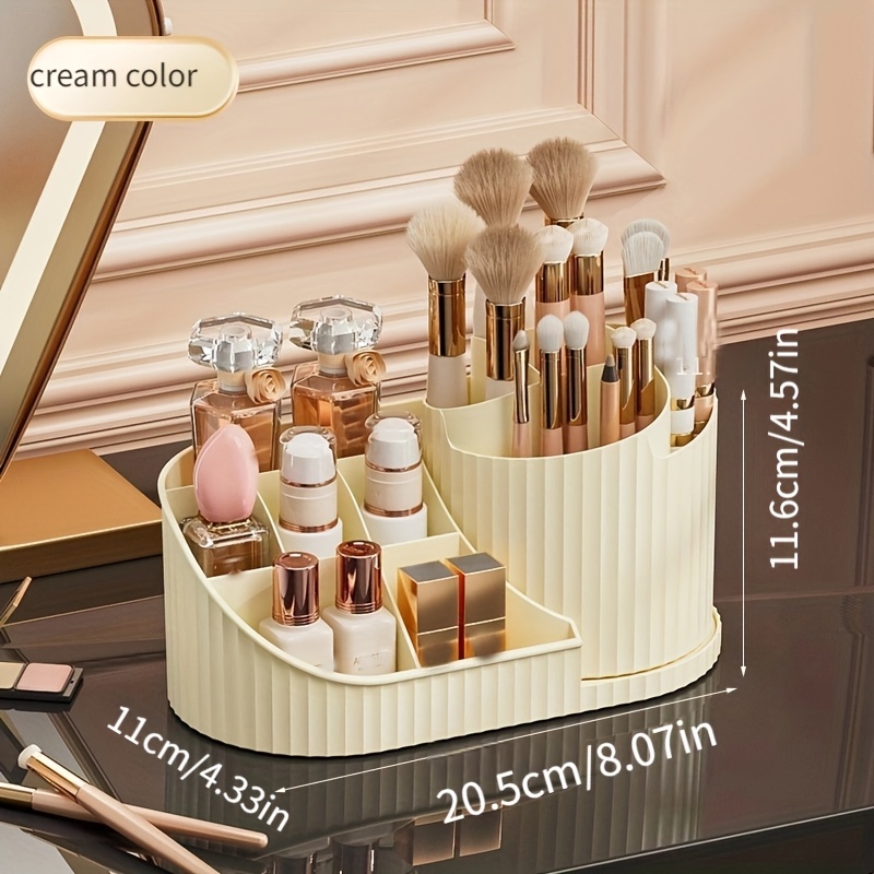 360° rotating makeup organizer and desk caddy – durable plastic storage for brushes, lipsticks, skincare products, stationery – space-saving,   design with elegant   Product details 4
