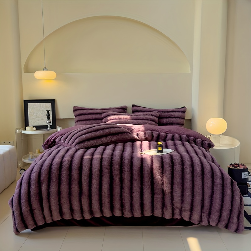 High Luxury Thick Striped Rabbit Like Plush Blanket, Autumn and Winter Thick Bed Blanket Cover, Skin Friendly and Comfortable, Providing All Day Warmth and Comfort, Suitable for Sofas, Beds, Offices and Travel, Multi-purpose Blankets, Holiday Gifts - Image 21