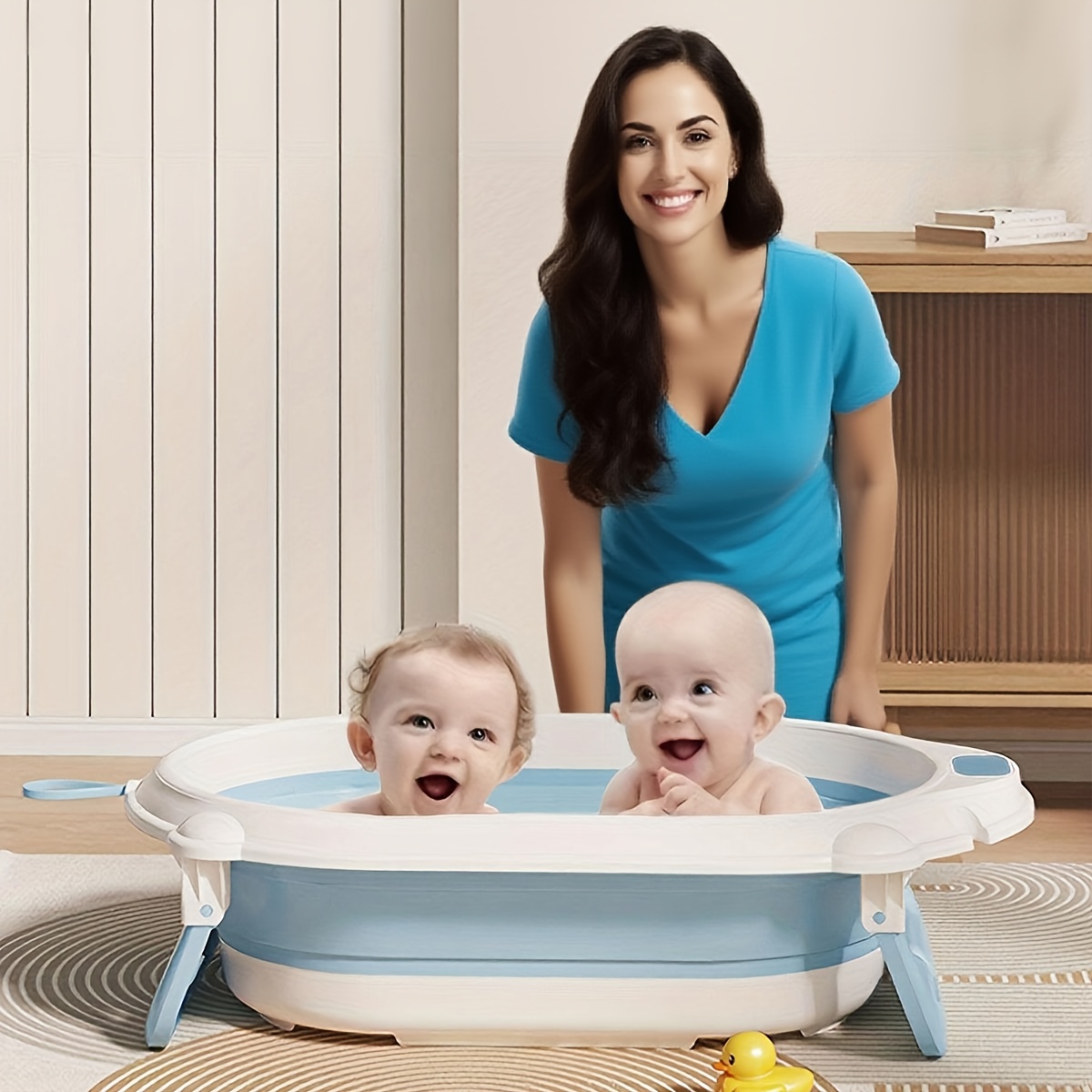 Baby Badewannensitz – Verstellbare Badematte Mit Netz, Rutschfest & Faltbar, Für 0-24 Monate