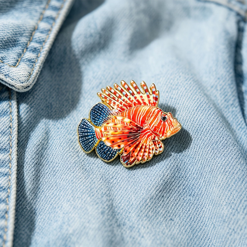 TEMU 1pc Solevdo Enamel Lapel Pin, Novelty Realistic Metal Brooch, Tropical Marine Fish Fashion Accessory Badge Pin For , Decor Pin For Jacket