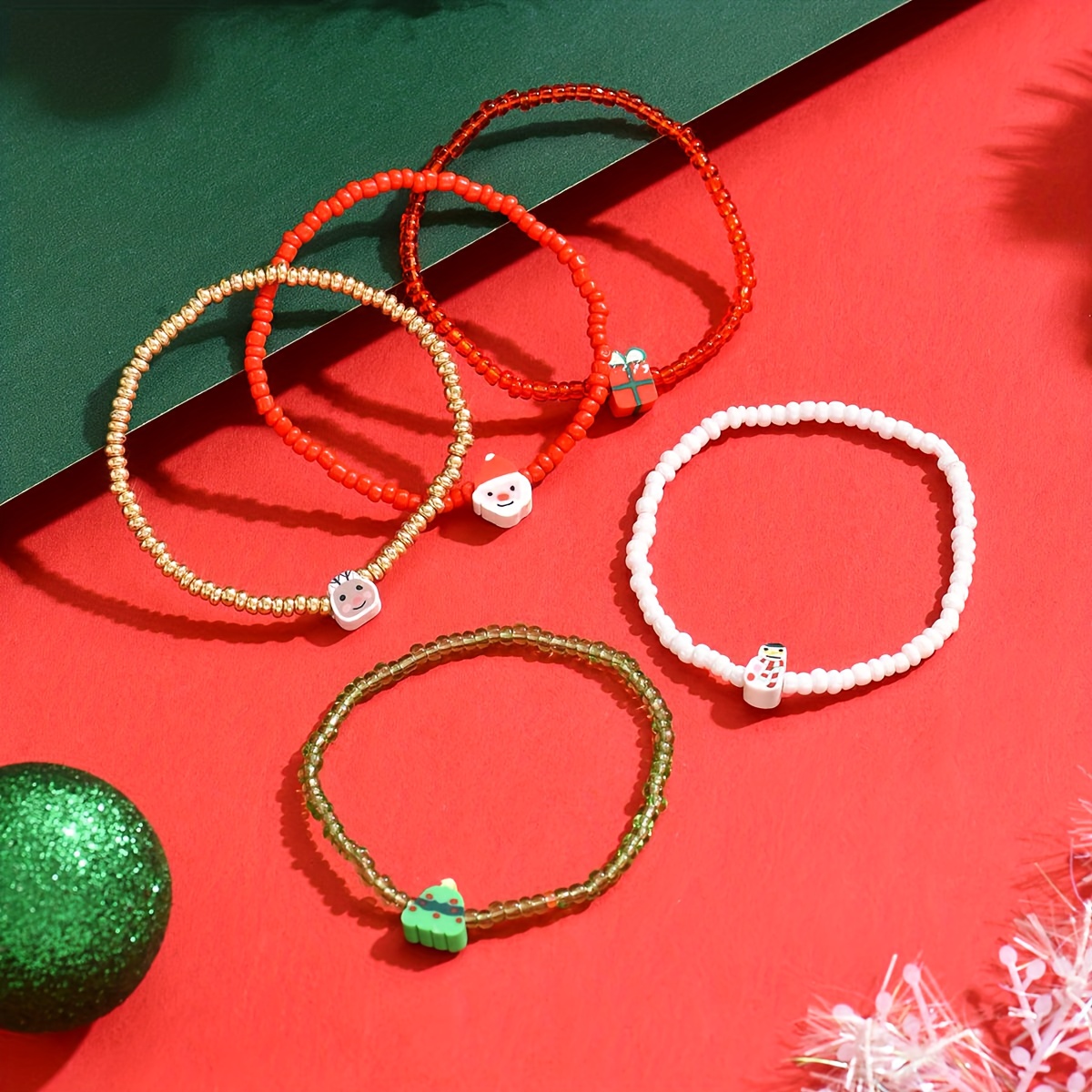 5pcs Bohemian Stretchable Elastic Handmade Beaded Bracelet Set