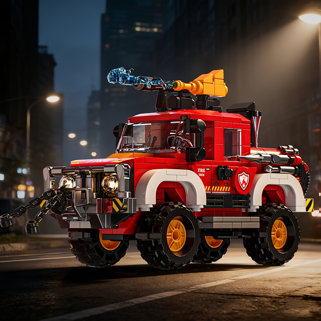 500pcs+ Fire Off-Road Car Building Blocks Model