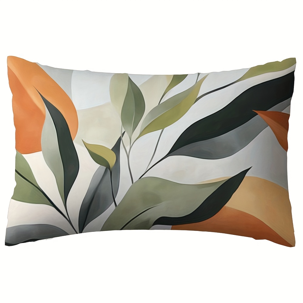 TEMU 1 housse de coussin feuille compatible pour usage extérieur - Style traditionnel avec fermeture éclair et motif feuillage tropical, en , idéale
