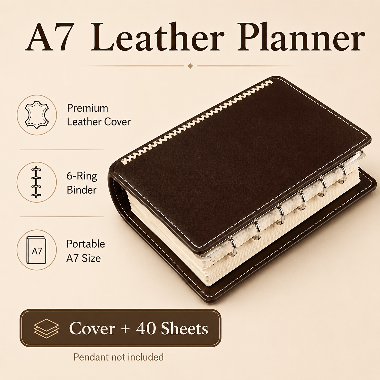 A7 Mini Loose-leaf Journal, Vintage Pu Leather Refillable Pocket Notebook, Portable Compact Diary With Replaceable Pages, Fine Stitching , Ideal For Journaling Thoughtful G