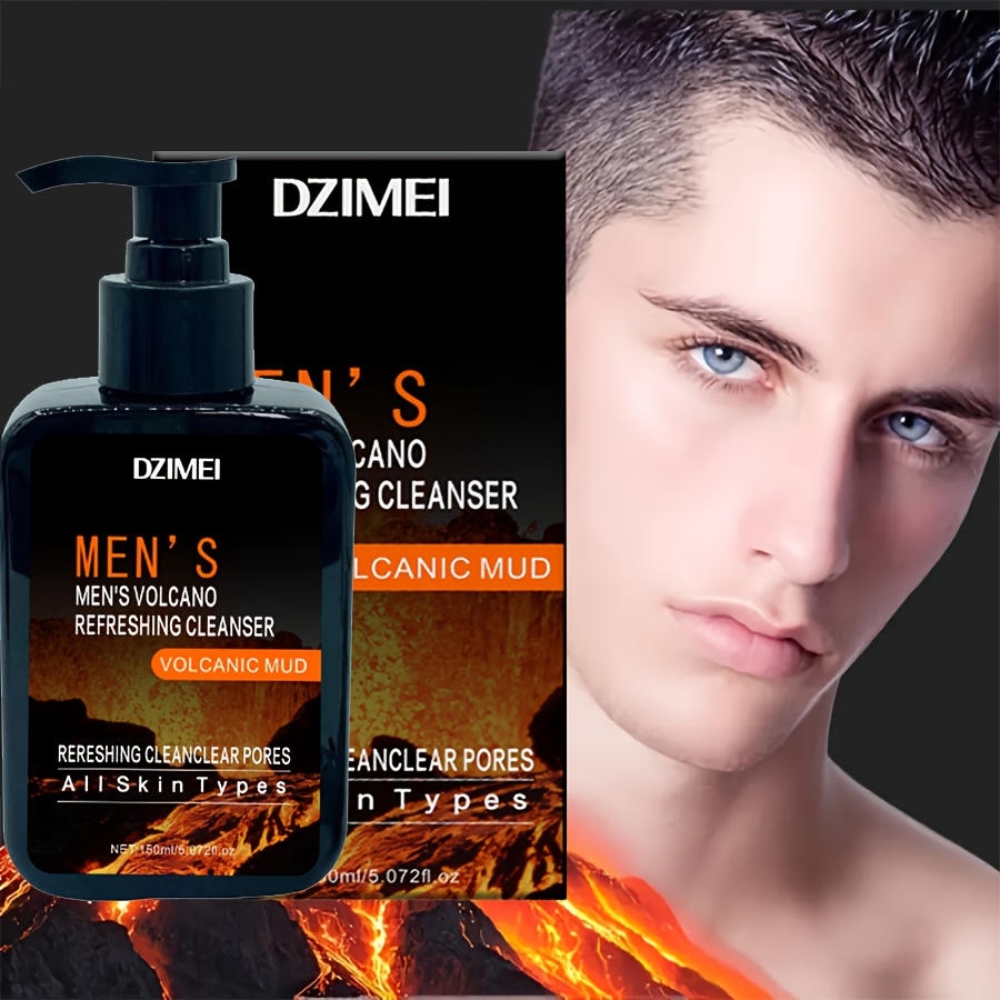 Nettoyant Visage pour Hommes en Bouteille Pressée de Boue Volcanique Noire 5905,51 Pouces, Contrôle de l'Huile, Hydratant, Rafraîchissant Longue Durée, Sans Alcool, Conçu pour Hommes, Série de Soins Beige Clair Doux, Beige Clair Uniforme, Beige Clair, Offre une Expérience de Nettoyage Agréable