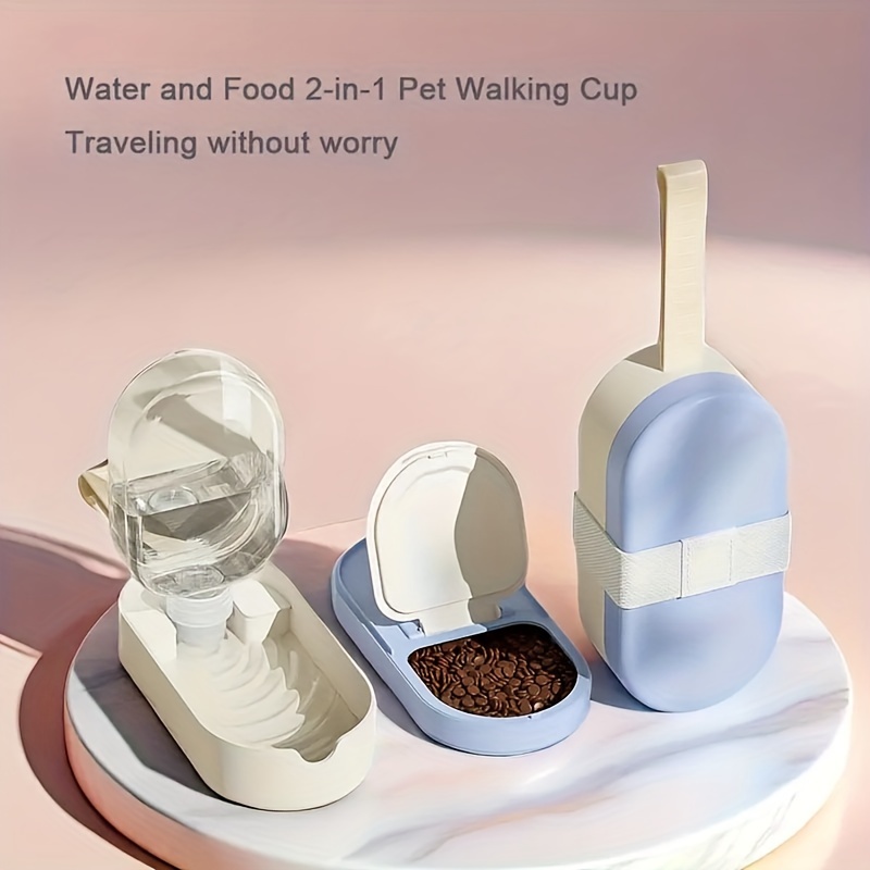 

1pc Pettraveler Leak-proof Portable Dog Water Dispenser And Food Feeder - Large Capacity, Non-electric, Plastic, Ideal For Travel, Hiking, Outdoor Use - Suitable For Cats And Dogs