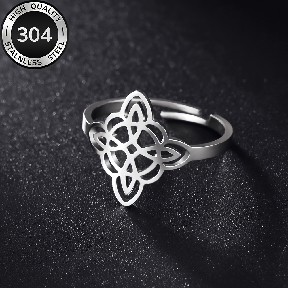 TEMU Anillo abierto dorado hipoalergénico de acero inoxidable 304 de calidad, anti-desvanecimiento, diseño elegante y fácil, accesorio de joyería de