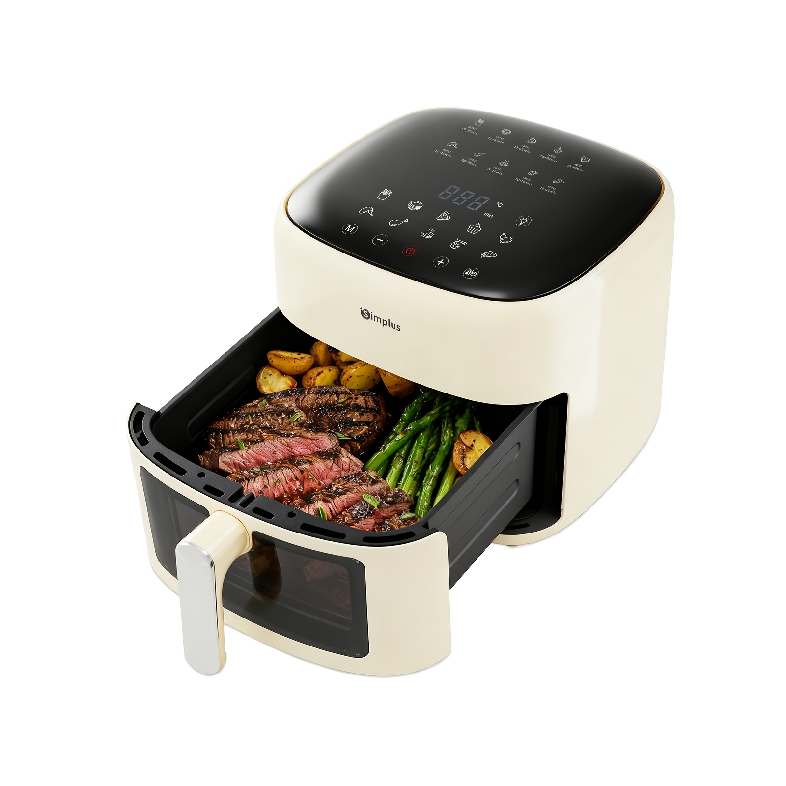 Image of Simplus Air Fryer With 6.5l Large Capacity, 1500w Rapid Heating, Window, Lcd Touch Screen, 10 Menus, Healthy Coating, 255mm Ultra-thin Body, Air Fryer Machine Suitable For Family Use.
