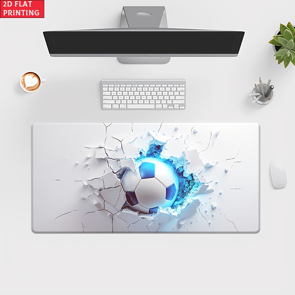 TEMU 2d Flat 1pc A Football That Breaks Through Walls Hd Printed Pad For Desk, Multi Functional Xxl Mousepad, Keyboard Gaming Mouse Mats, Office