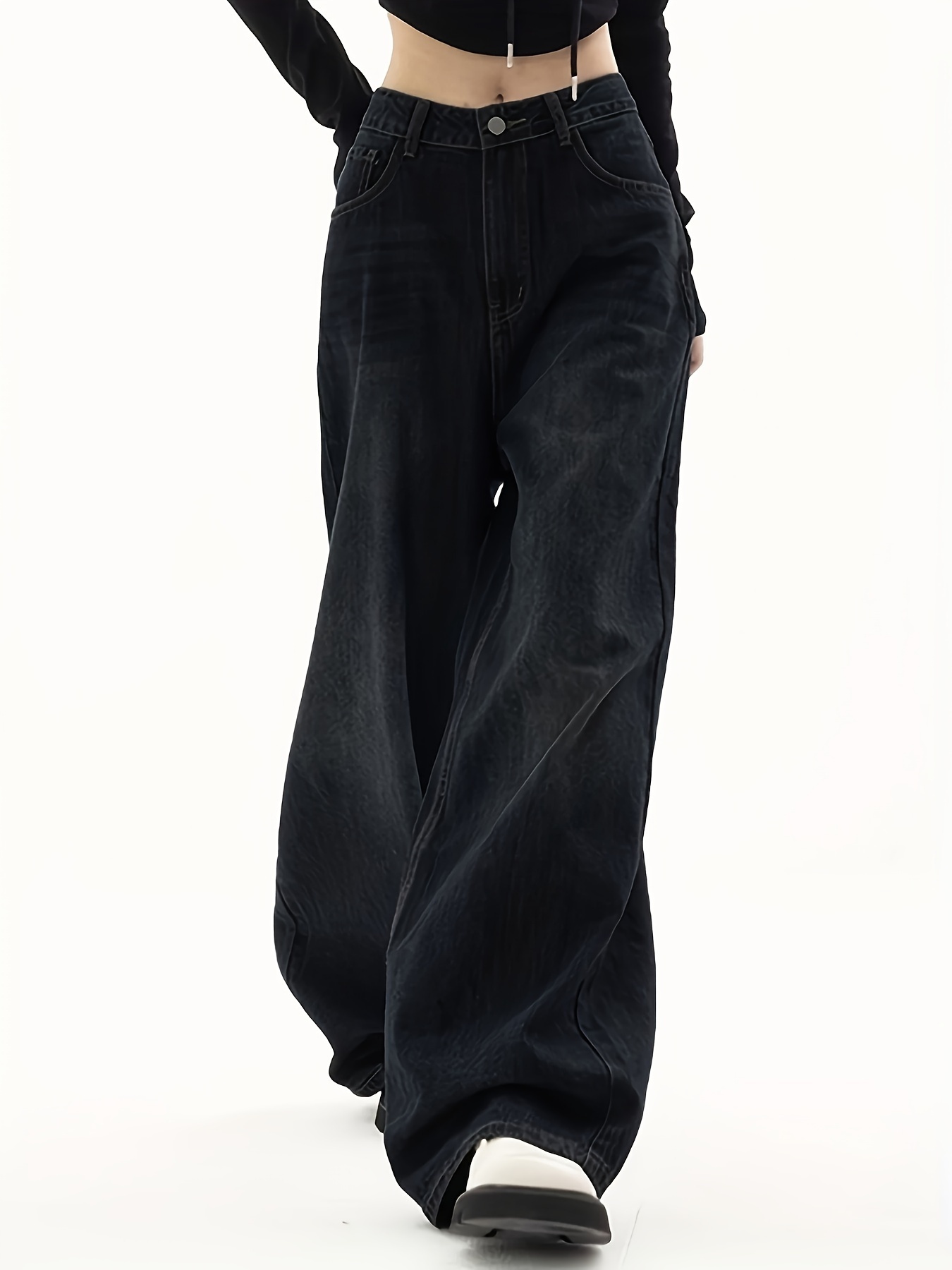 Women's Vintage Cargo Pants High Waist Baggy Jeans Pockets - Temu Bahrain