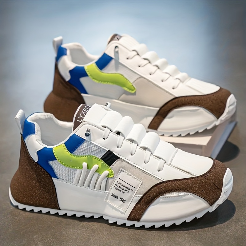 item picture mens fashion sneakers casual sport style solid colors and striped patterns low top lace up     round toe durable pu upper fabric lining pvc sole fabric insole suitable for daily wear