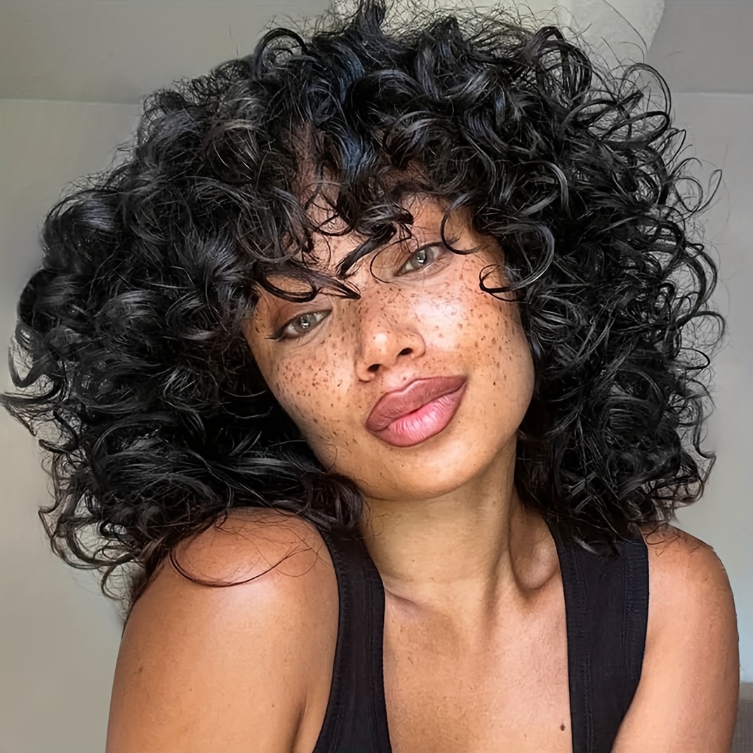 short curly wig synthetic hair brown wigs for women wig with  display picture 3