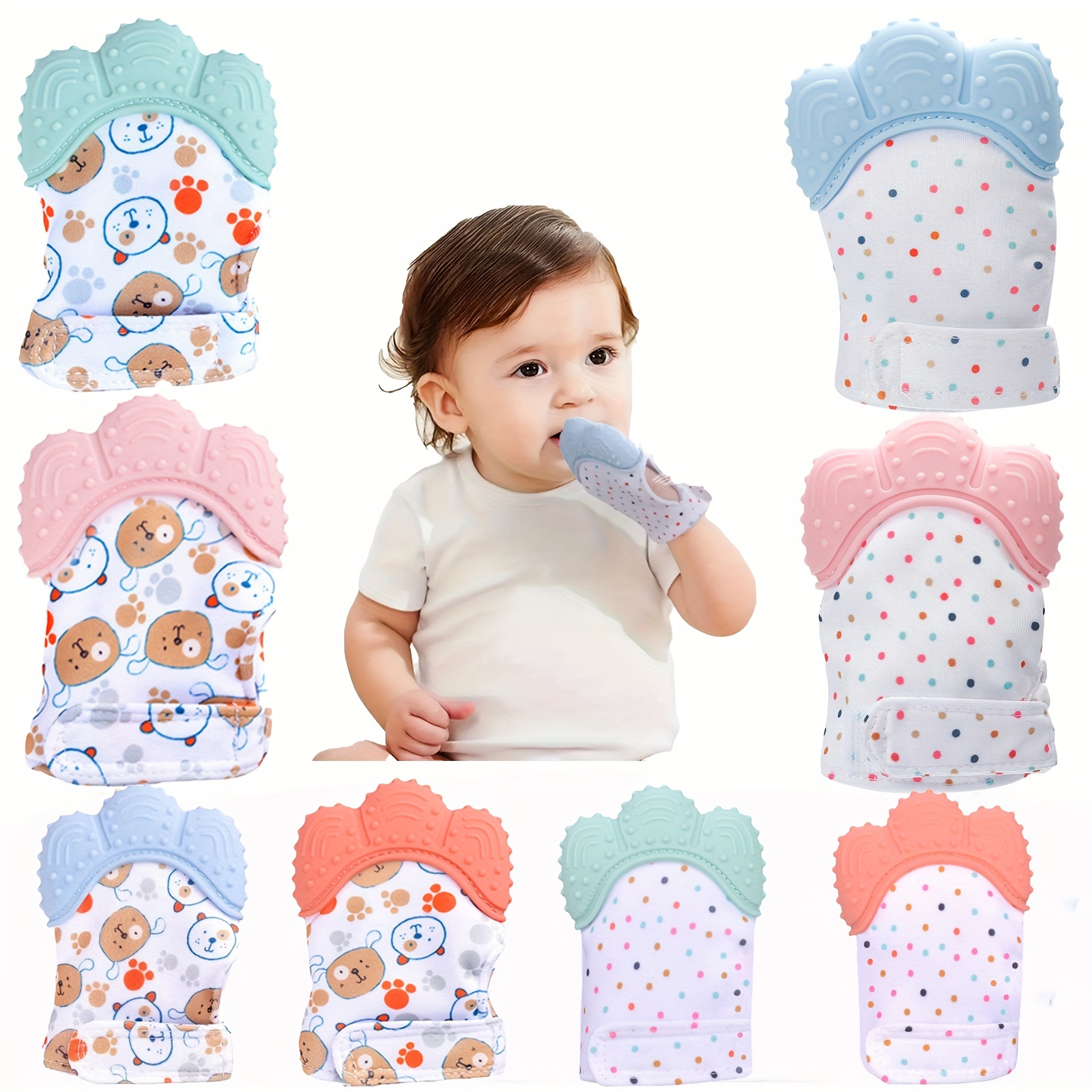 

2pcs Breathable Silicone Teething Gloves, Soothing Chew Mittens, For Boys And Girls, Suitable For 3 Months And Up