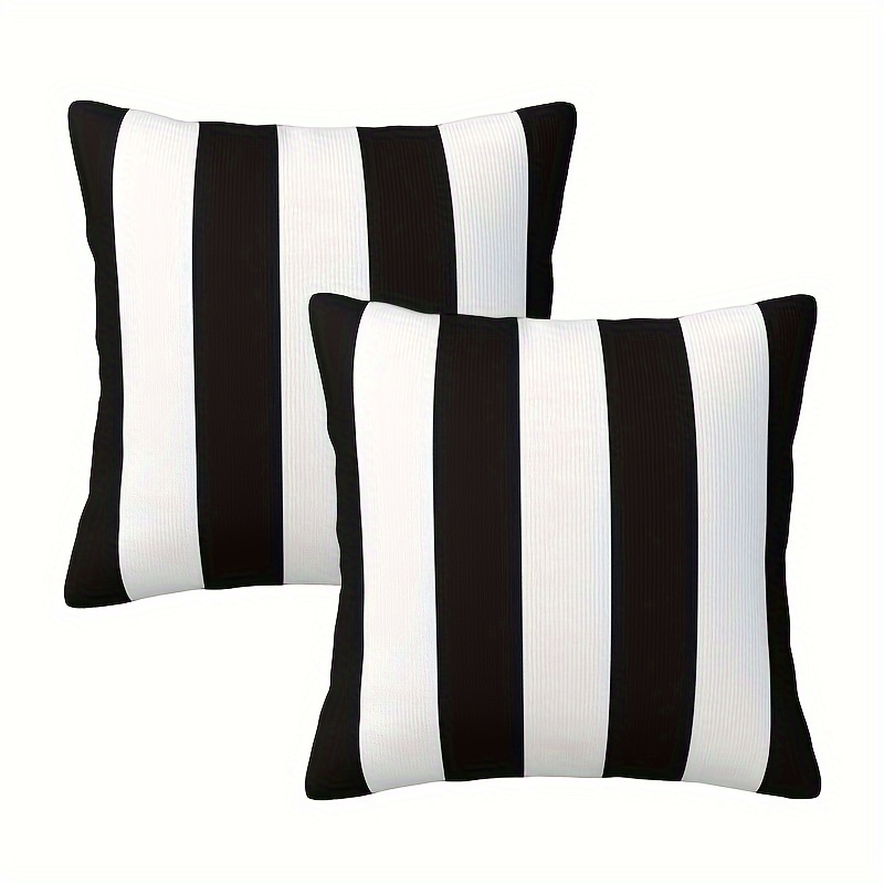 

2pcs, Striped Black And White Throw Pillow Case, Sofa Chair Outdoor Garden Patio Decorative Pillow Cover, Home Decor Room Decor, No Pillow Insert, 45.72 X45.72 Cm