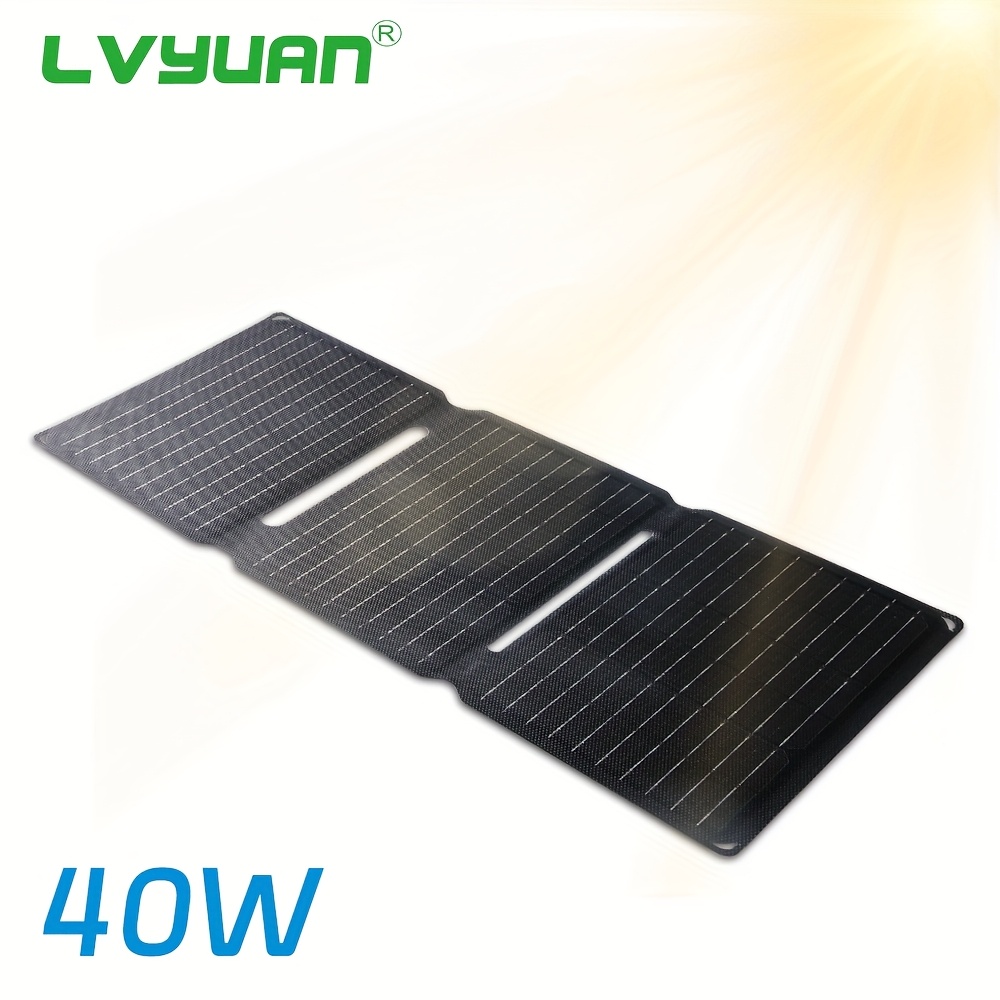 Image of Lvyuan 40w Portable Solar Panel With Dual Qc3.0 Usb-a & Usb-c Fast, Etfe Solar Panel Suitable For Outdoor Power Bank, Tablet, Smartphone - Compatible With Usb- Devices