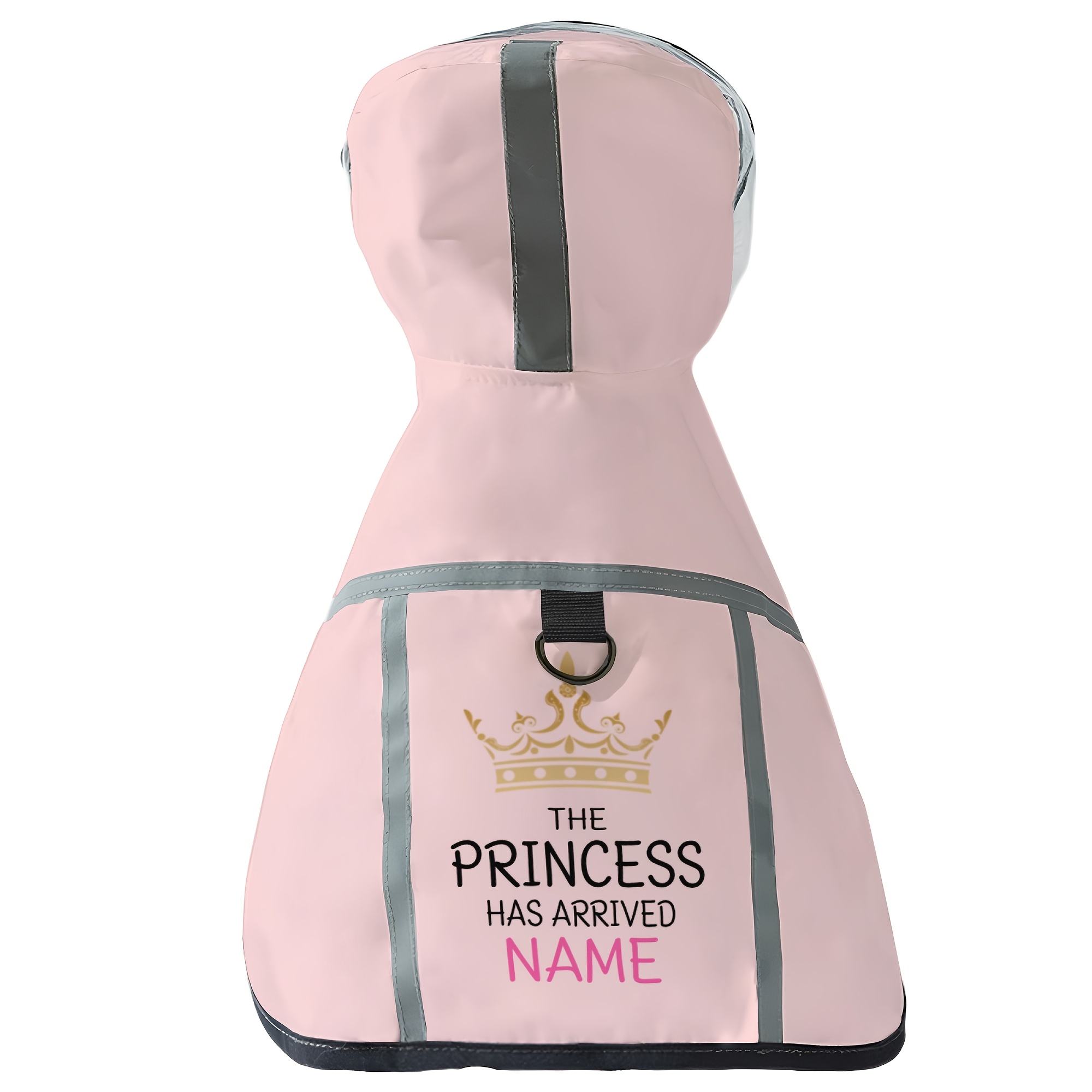 TEMU Custom Waterproof Dog Raincoat With Hood - Full Belly Protection, Lightweight & Breathable Pet Clothes For , Crown Princess Design
