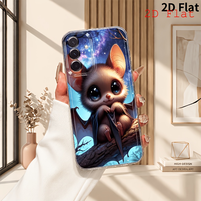 TEMU Phone Case - 2d Flat Starry Night Cute Bat Phone Case Suitable For Galaxy A03s A04 A05s A06 A07 A13 A14 A15 A16 5g A17 A22 A23 A24 A25 A26 A32