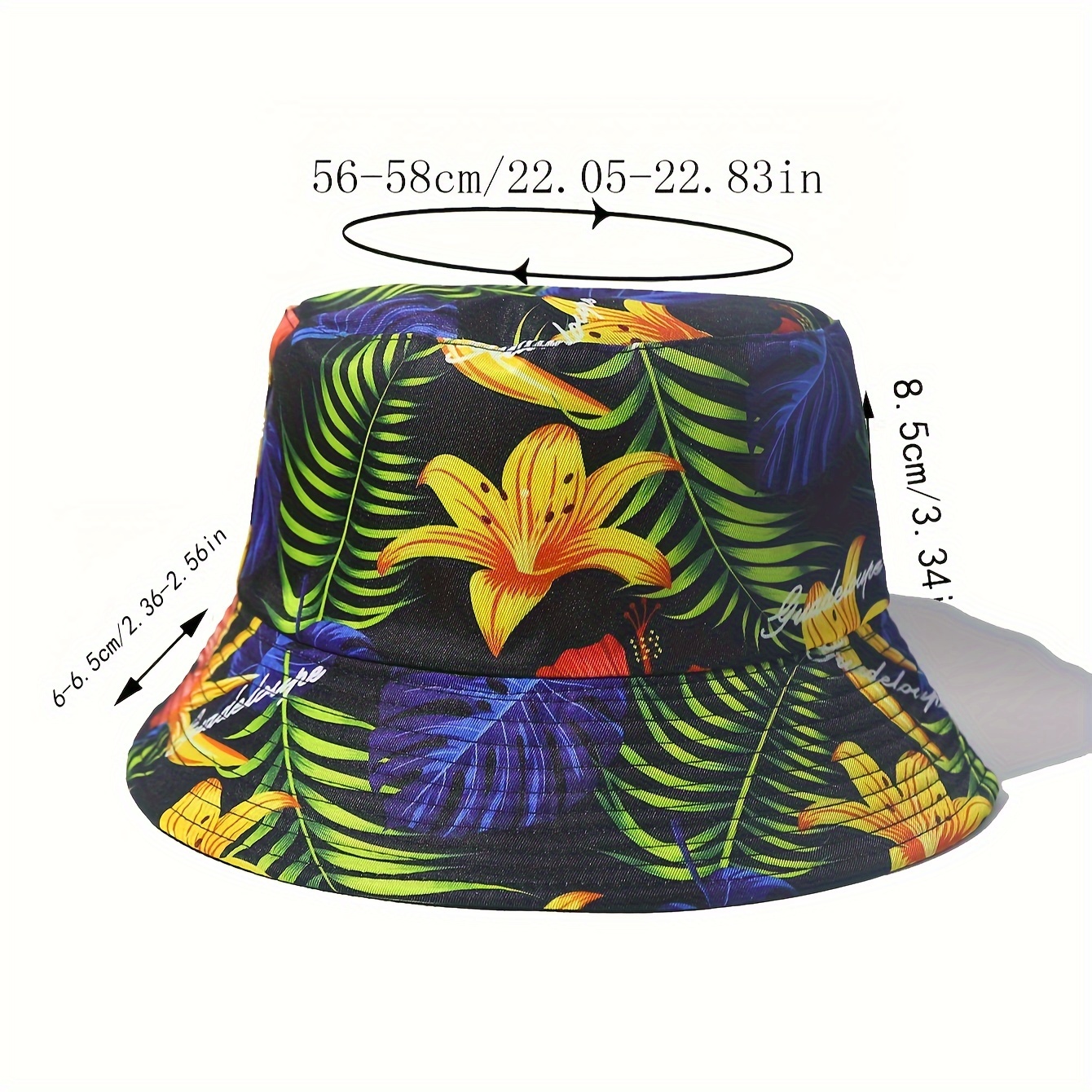 tropical leaf pattern reversible bucket hat vibrant - Temu display picture 2