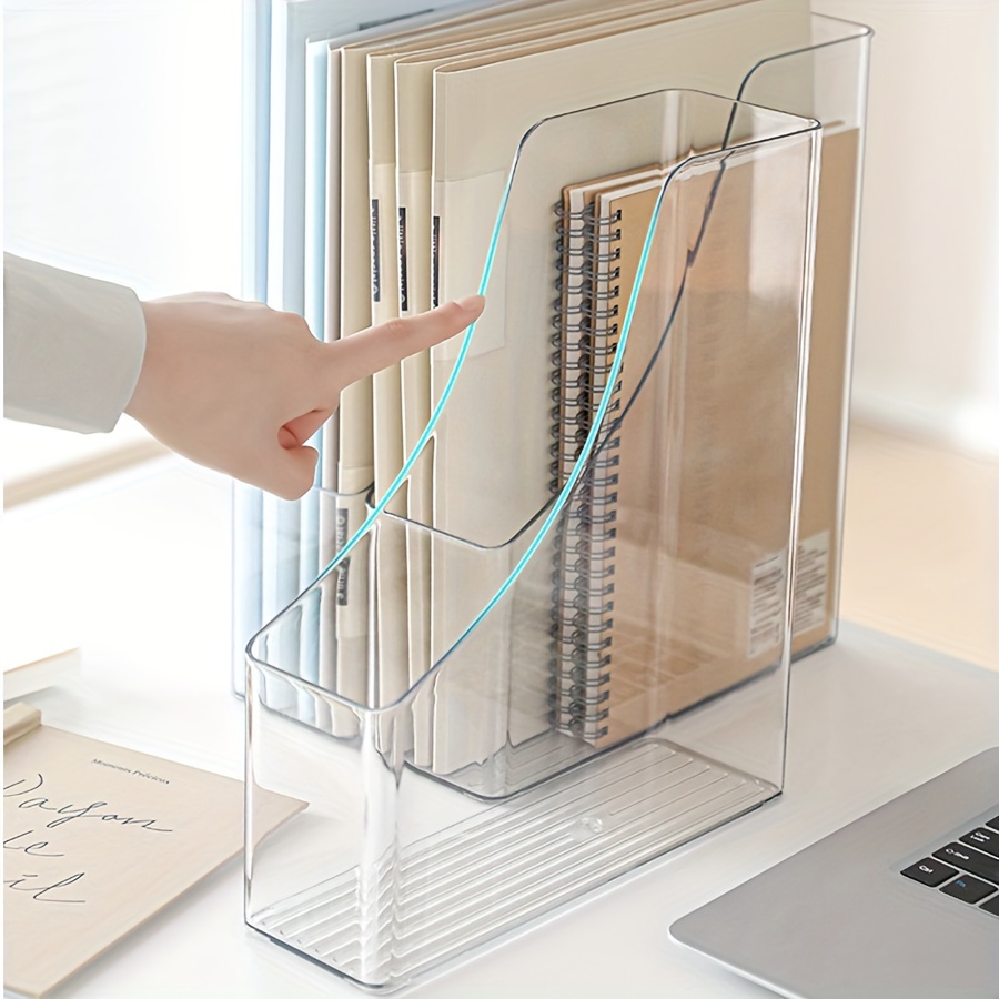 

Transparent Pvc File Organizer Rack - 1pc/2pcs Set For Office, Desk, Magazine & Newspaper Storage