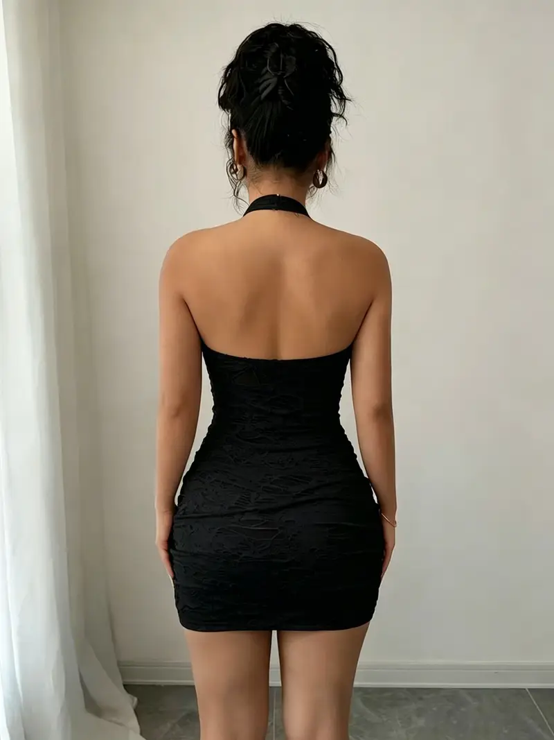 backless distressed dress Distressed Open Knit Backless Maxi Dress BellaWear