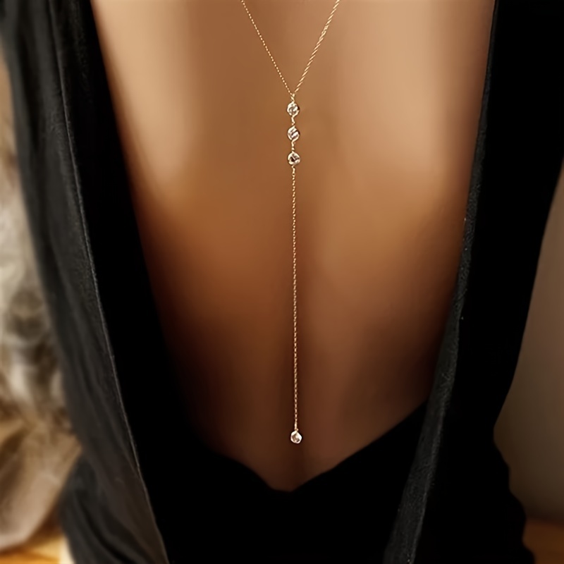 blue dress for baby girl Nina Bridal Back Necklace – Joanna Bisley Designs main image 1