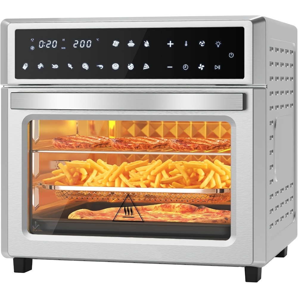 26L Hot Air Fryer XXL, Hot Air Oven With LED Touch Screen, 12-in-1 Stainless Steel Mini Oven With Convection, 7 Accessories, 1700 W Oil-Free Rotisserie Function Air Fryer Commercial Cooking Equipment Commercial Oven