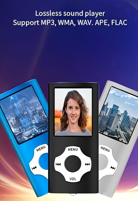 mp4 mp3 music player with noise isolating headphones high fidelity sound built in microphone volume control supports image recording ebook rechargeable lithium battery led display tf card to carry 32gb memory card included multi color 1pc details 3