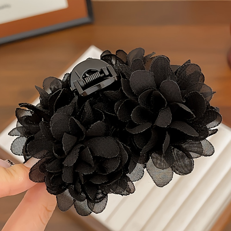 TEMU 1pc Elegant Camellia Flower Bun Hair Claw Clip For Women, High-end Hairpin For Back-of-head Updo, Shark Clip Hair Accessory, Suitable For