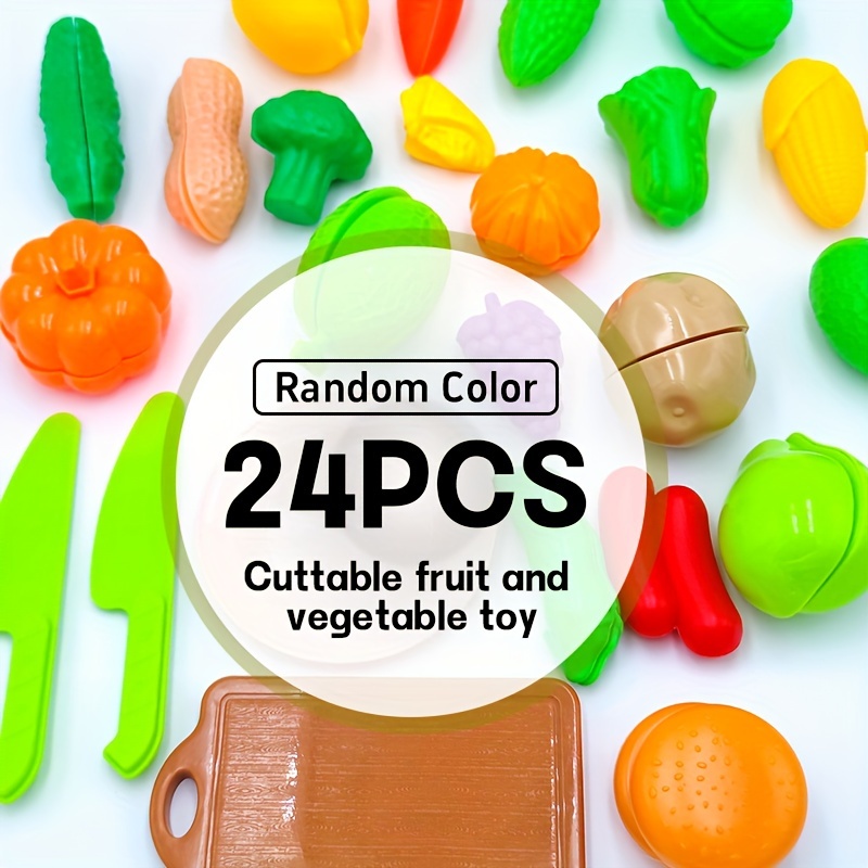 Image of 24pcs Fruit Simulation Vegetable Fruit And Vegetable Toys, Home Kitchen Simulation Food Toy Set, Christmas Halloween Birthday Party Gift [products And Colors Are Random]