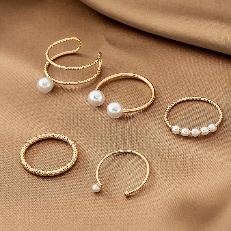 5pcs Unique Metal Minimalist Stackable Ring Set