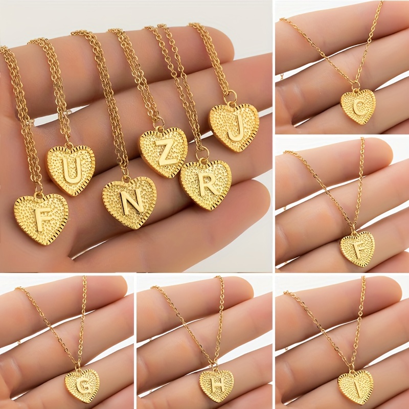 Heart Two Alphabet Pendants In Gold Elegant Pendant Initial Temu