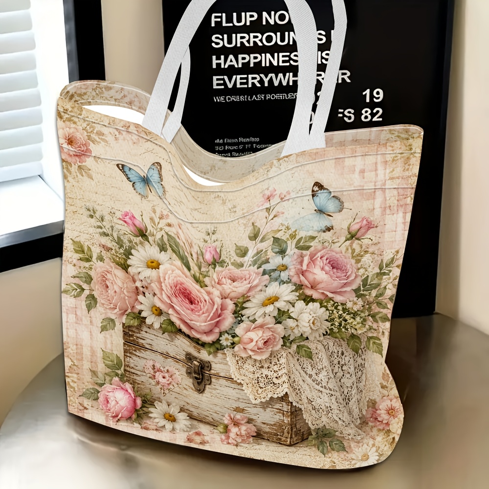 TEMU 1pc, Women' Shoulder Bag With Retro Floral Theme, Multifunctional And Versatile, Handbag, Clutch, Shoulder Bag, Travel Essential, Exquisite ,