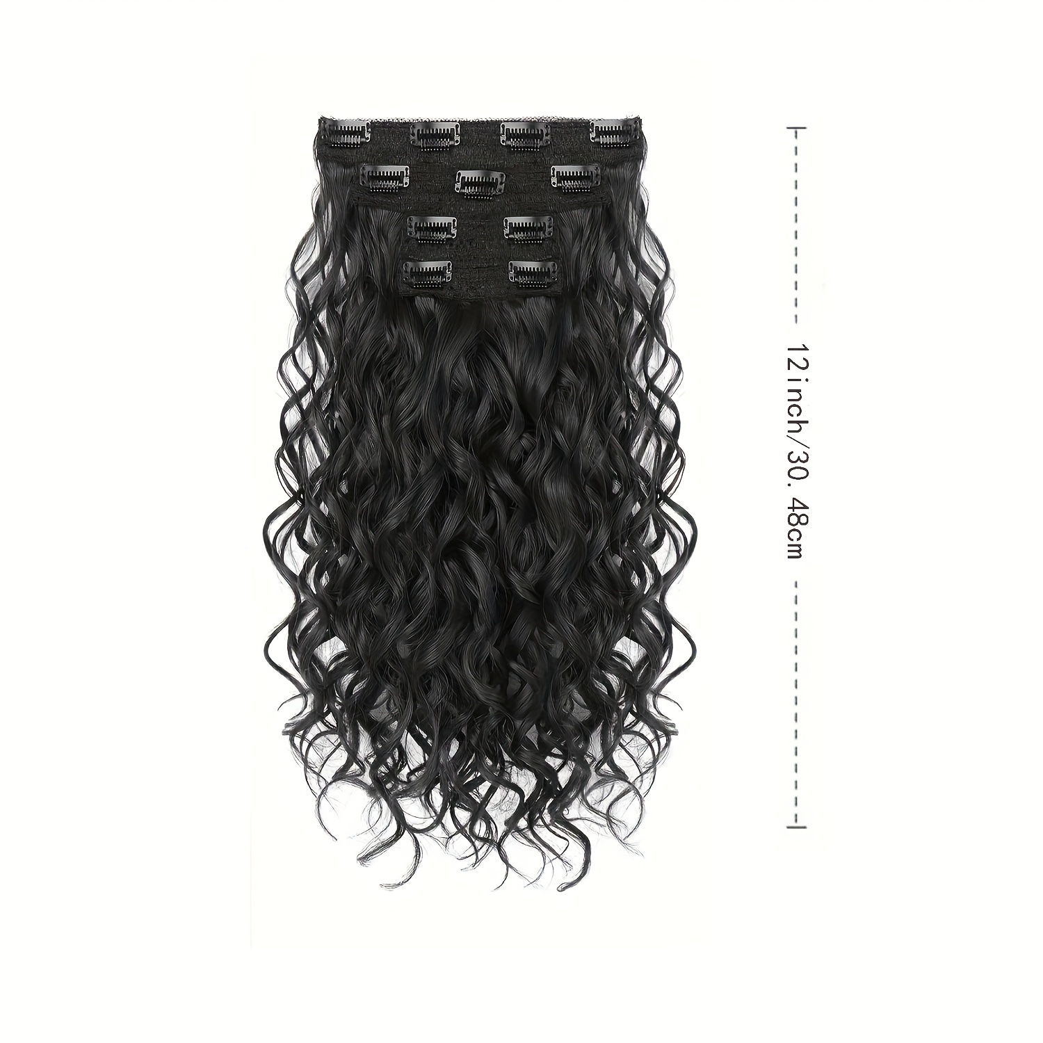 4pcs 30.48 cm clip-in short curly hair extensions with lace weft - invisible hairpieces for women, heat-resistant &  , adds volume & length,    , hair volume enhancer, elegant hairpiece,   hairpiece details 0