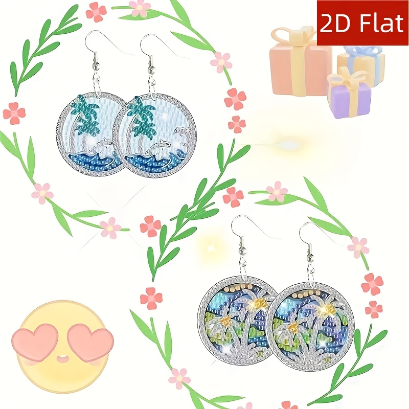 16pcs Diamond Painting Earring Making Kit, Eternal Tree Mushroom Design