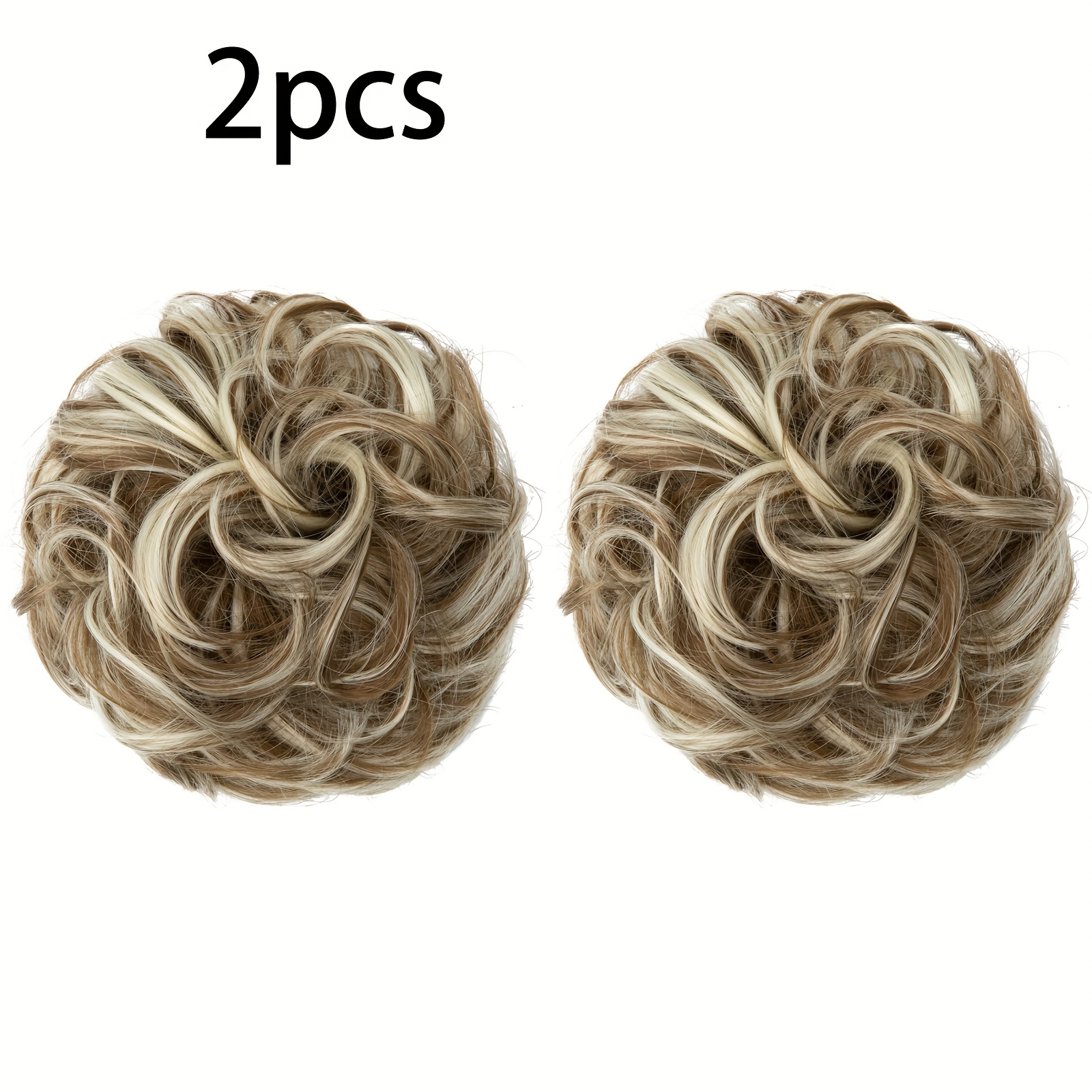 E-shop 2 Stück unordentlicher Dutt Haarspange Wellenlocke Haarring Synthetischer Dutt Pferdeschwanzverlängerung Dickes Dutt Haarclip Frauen