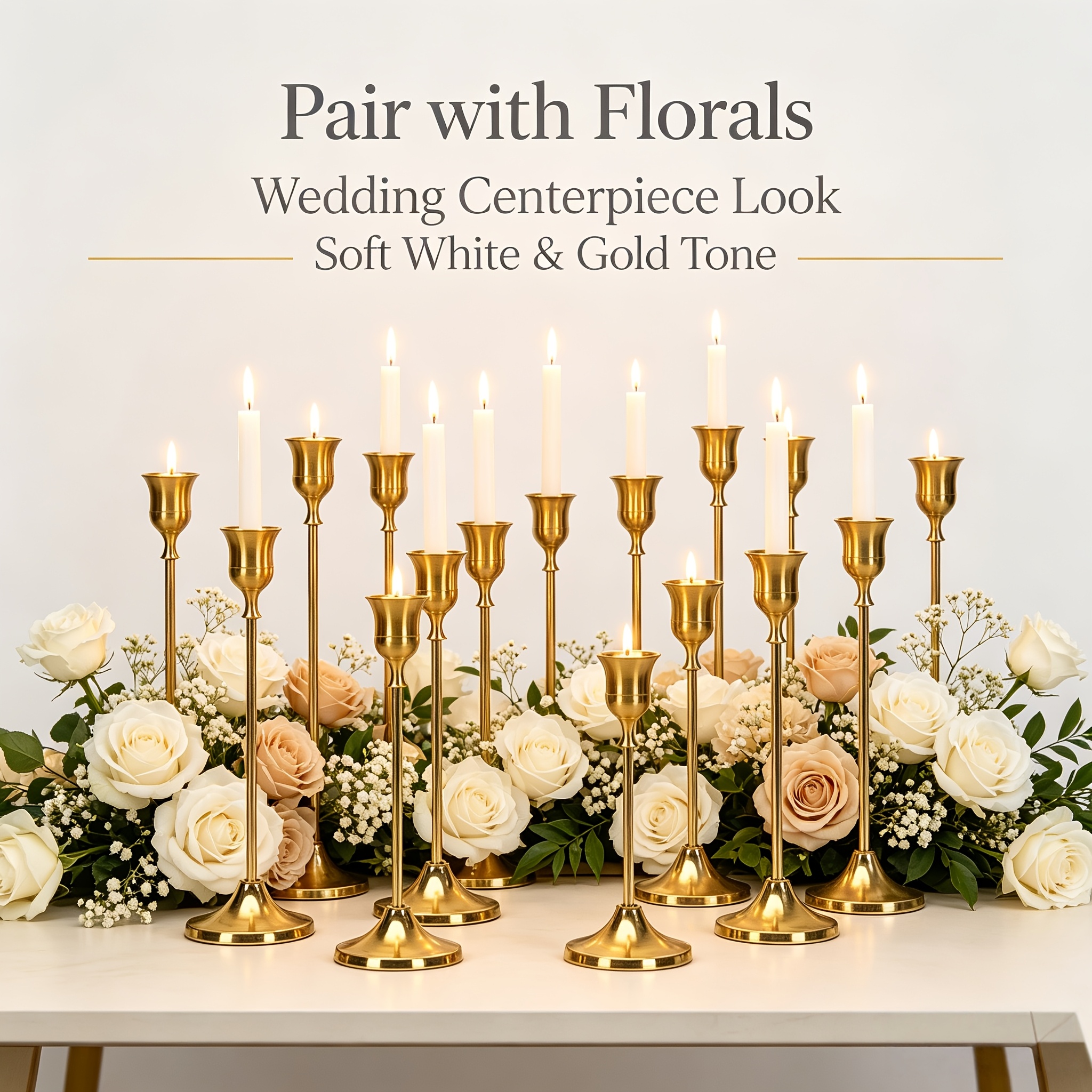 30pcs Elegant Golden Candlestick for Birthday and Wedding Decor